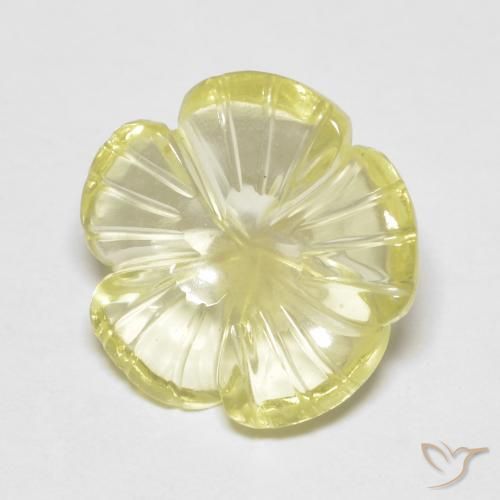 Quartz Medium Light-Yellow naturelle Taille Fleur, 3.80 ct, Transparent