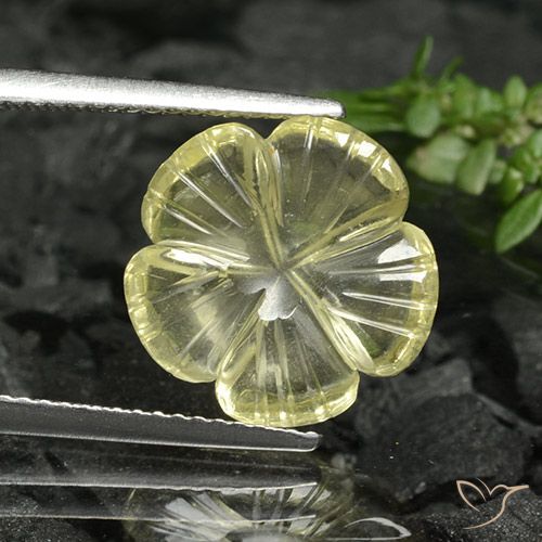 4.17ct Naturel Jaune moyen Quartz, Taille Fleur, Transparent, Photo A
