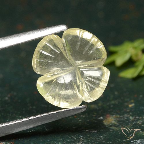 1.76ct Naturel Jaune crème pâle Quartz, Taille Fleur, Transparent