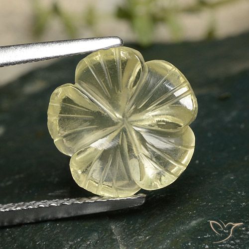 3.47ct Naturel Jaune crème pâle Quartz, Taille Fleur, Transparent