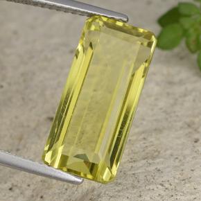 Quartz jaune naturelle taille émeraude, 8,57 ct, VVS-VS