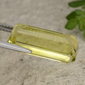 Quartz jaune naturelle taille émeraude, 8,57 ct, VVS-VS