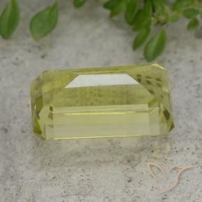 Quartz Vert jaune naturelle Taille émeraude, 10.23 ct, VVS-VS