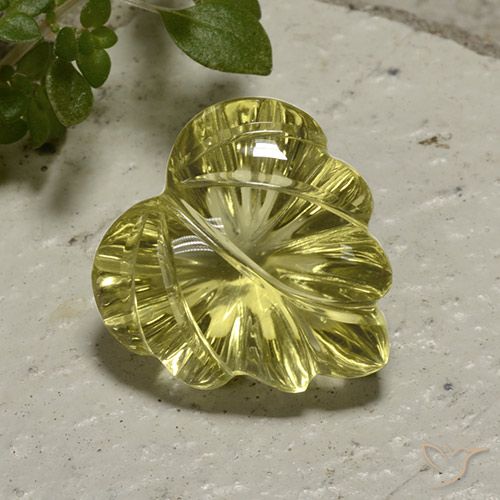 12.42ct Naturel Jaune moyen Quartz, Taille Fleur, Transparent