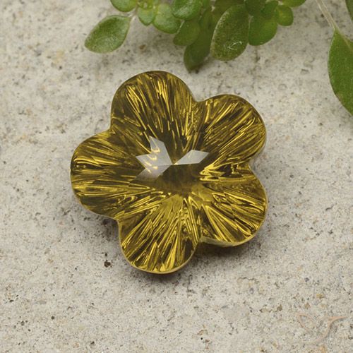 6.05ct Naturel Or moyen Quartz, Taille Fleur, Transparent