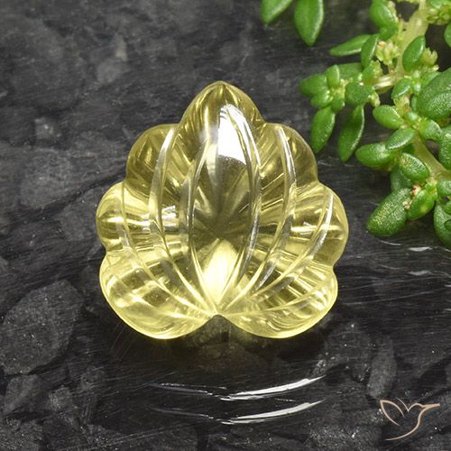 8.86ct Naturel Jaune ananas léger Quartz, Taille Fleur, Transparent