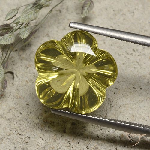 10.09ct Naturel Jaune lagon Quartz, Taille Fleur, Transparent