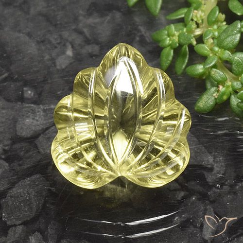10.17ct Naturel Jaune pâle Quartz, Taille Fleur, Transparent