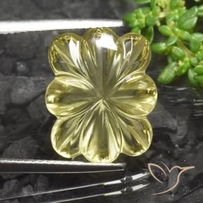 Quartz Jaune moyen-léger naturelle Taille Fleur, 9.11 ct, Transparent