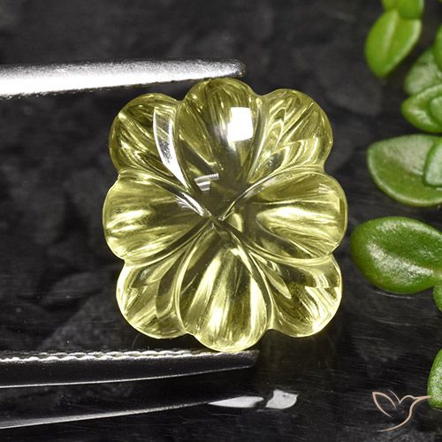 7.25ct Naturel Jaune maïs léger Quartz, Taille Fleur, Transparent