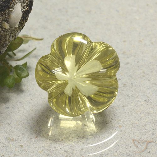 9.60ct Naturel Jaune moyen-léger Quartz, Taille Fleur, Transparent