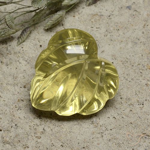 7.48ct Naturel Jaune pâle Quartz, Taille Fleur, Transparent