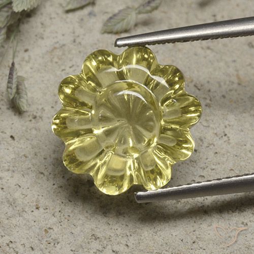 6.19ct Naturel Jaune pâle Quartz, Taille Fleur, Transparent