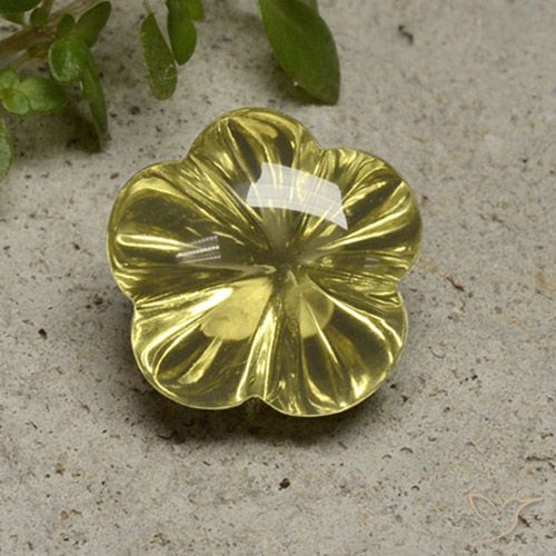 10.17ct Naturel Jaune pâle Quartz, Taille Fleur, Transparent