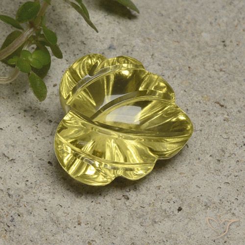 7.41ct Naturel Jaune moyen-léger Quartz, Taille Fleur, Transparent