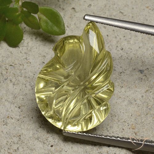 9.00ct Naturel Jaune lagon Quartz, Taille Fleur, Transparent