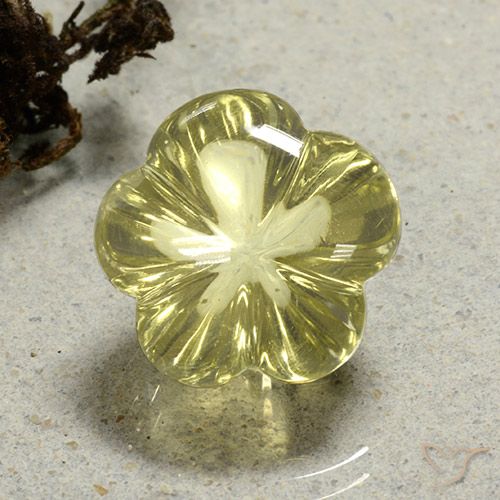 13.66ct Naturel Jaune clair Quartz, Taille Fleur, Transparent