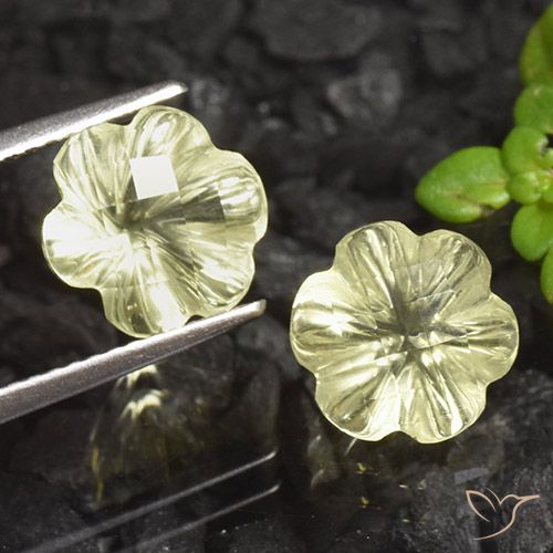 5.15ctw Naturel Jaune citron Quartz, Taille Fleur, Transparent