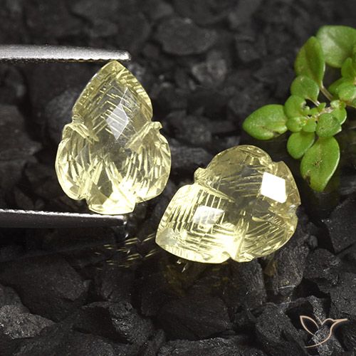 9.49ctw Naturel Jaune moyen-léger Quartz, Taille Fleur, Transparent