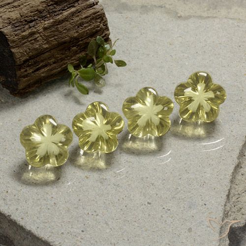 20.16ctw Naturel Jaune clair Quartz, Taille Fleur, Transparent