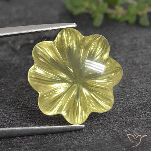 9.33ct Naturel Jaune ananas léger Quartz, Taille Fleur, Transparent
