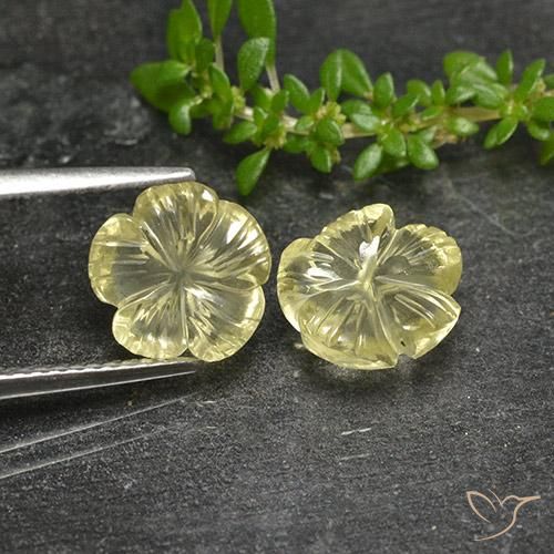 4.28ctw Naturel Jaune pâle Quartz, Taille Fleur, Transparent
