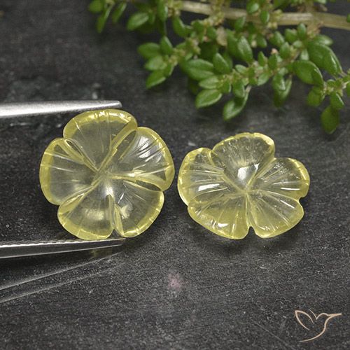 7.52ctw Naturel Jaune moyen-léger Quartz, Taille Fleur, Transparent