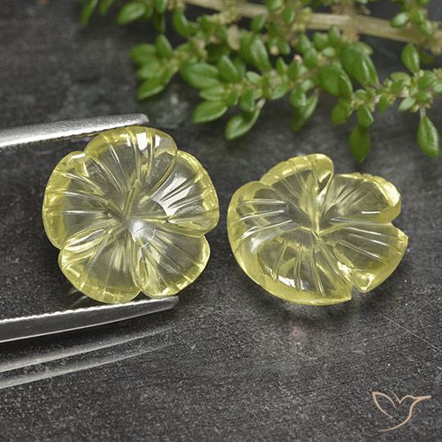 11.79ctw Naturel Jaune crème pâle Quartz, Taille Fleur, Transparent