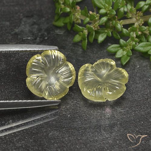 5.03ctw Naturel Jaune moyen Quartz, Taille Fleur, Transparent