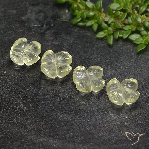 3.60ctw Naturel Jaune clair Quartz, Taille Fleur, Transparent