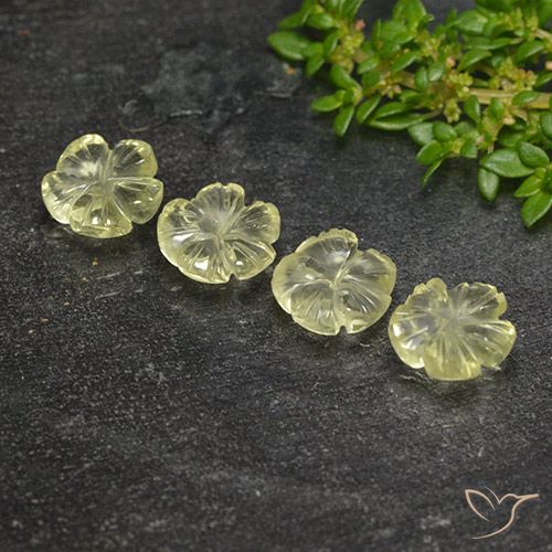 5.16ctw Naturel Jaune verdâtre clair Quartz, Taille Fleur, Transparent