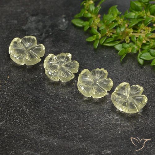 5.18ctw Naturel Jaune clair Quartz, Taille Fleur, Transparent