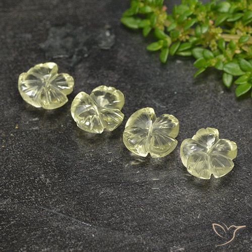 5.24ctw Naturel Jaune verdâtre clair Quartz, Taille Fleur, Transparent