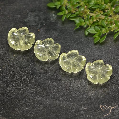 7.80ctw Naturel Jaune clair Quartz, Taille Fleur, Transparent