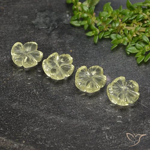 6.39ctw Naturel Jaune verdâtre clair Quartz, Taille Fleur, Transparent