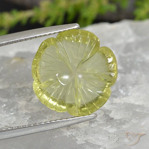 7.37ct Naturel Jaune citron Quartz, Taille Fleur, Transparent