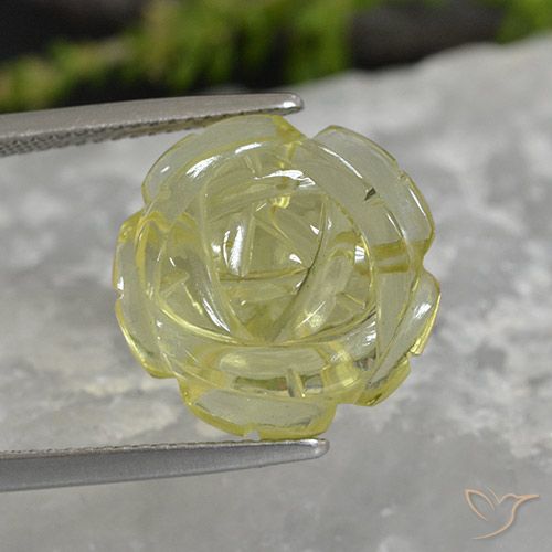 11.38ct Naturel Jaune ananas léger Quartz, Taille Fleur, Transparent