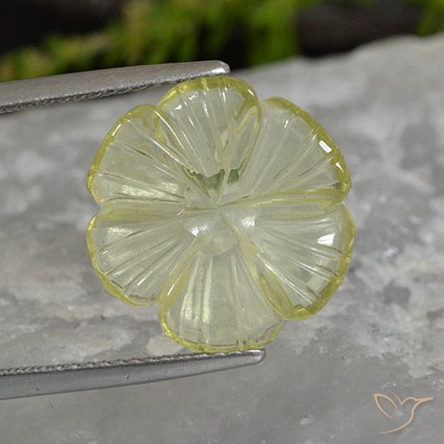 5.62ct Naturel Jaune ananas léger Quartz, Taille Fleur, Transparent