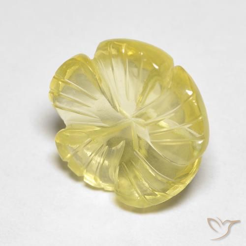 9.01ct Naturel Jaune verdâtre clair Quartz, Taille Fleur, Transparent