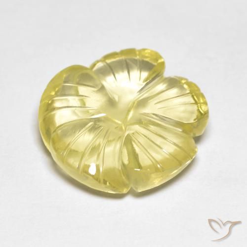 Quartz Jaune verdâtre clair naturelle Taille Fleur, 9.01 ct, Transparent