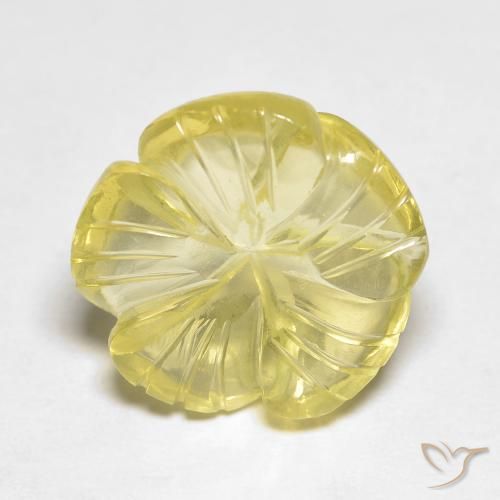 Quartz Jaune verdâtre clair naturelle Taille Fleur, 9.01 ct, Transparent