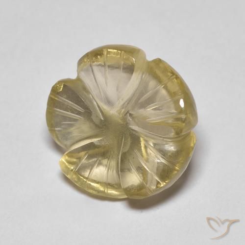 5.46ct Naturel Jaune clair Quartz, Taille Fleur, Transparent