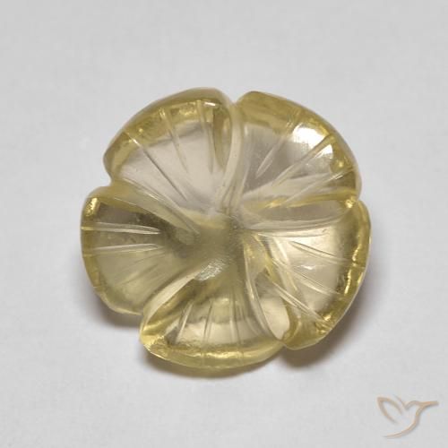 Quartz Jaune clair naturelle Taille Fleur, 5.46 ct, Transparent