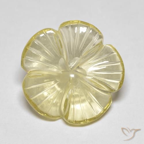 5.90ct Naturel Medium Light-Yellow Quartz, Taille Fleur, Transparent