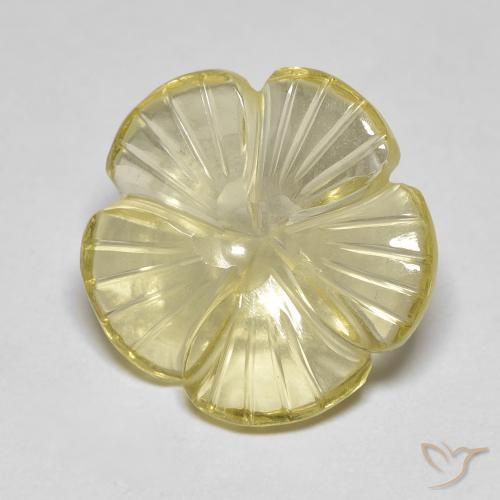 Quartz Medium Light-Yellow naturelle Taille Fleur, 5.90 ct, Transparent