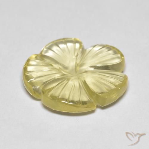 Quartz Medium Light-Yellow naturelle Taille Fleur, 5.90 ct, Transparent