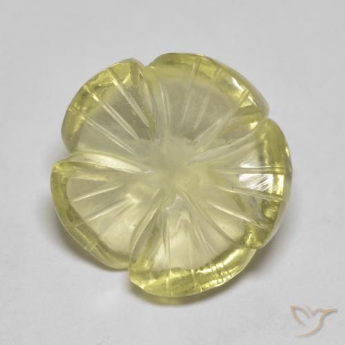 6.91ct Naturel Jaune pâle Quartz, Taille Fleur, Transparent