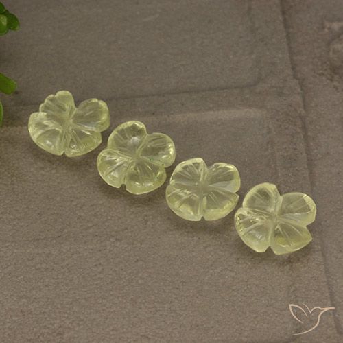3.49ctw Naturel Jaune clair Quartz, Taille Fleur, Transparent