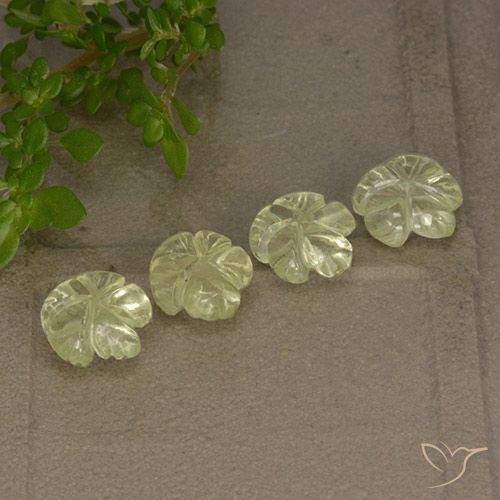 4.14ctw Naturel Jaune verdâtre clair Quartz, Taille Fleur, Transparent