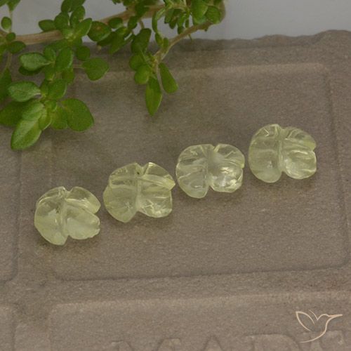 3.11ctw Naturel Jaune verdâtre clair Quartz, Taille Fleur, Transparent